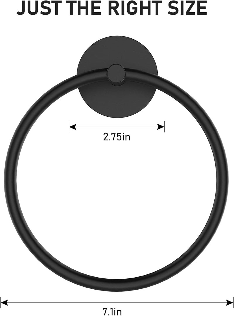 SetSail Adhesive Towel Holder for Bathroom Wall Matte Black Hand Towel Ring Stainless Steel Towel Hanger for Bathroom, Kitchen - Image 2